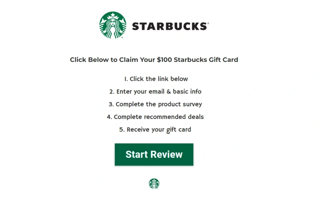 $100 Starbucks Gift Card Scam: Sbux100.com