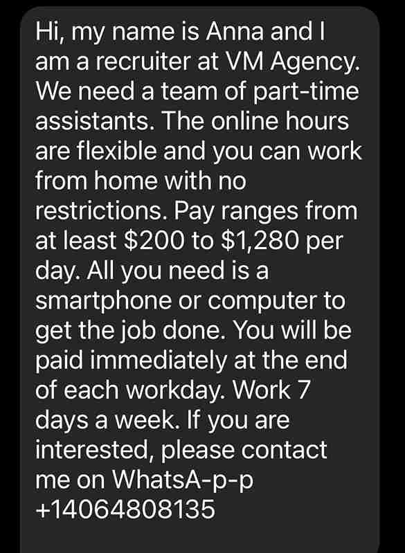 VM Agency Scam Text Don't Fall For The Fake Job Offers