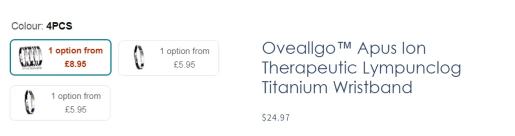 Pricing of the Oveallgo Titanium Wristband Pro