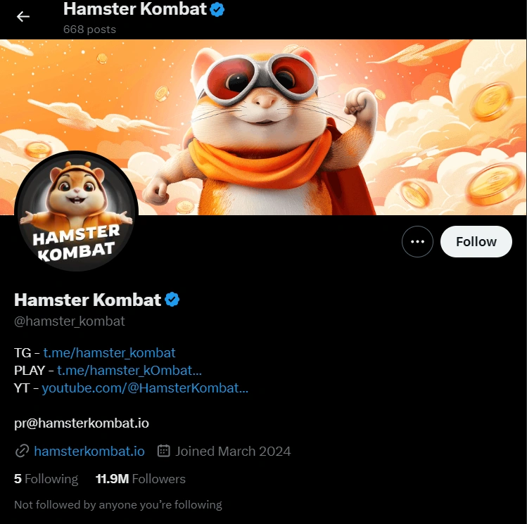 Hamster Kombat’s official social media