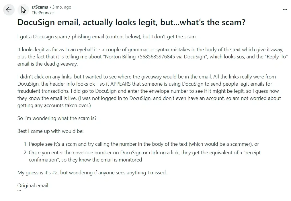 DocuSign Scam Email Reddit