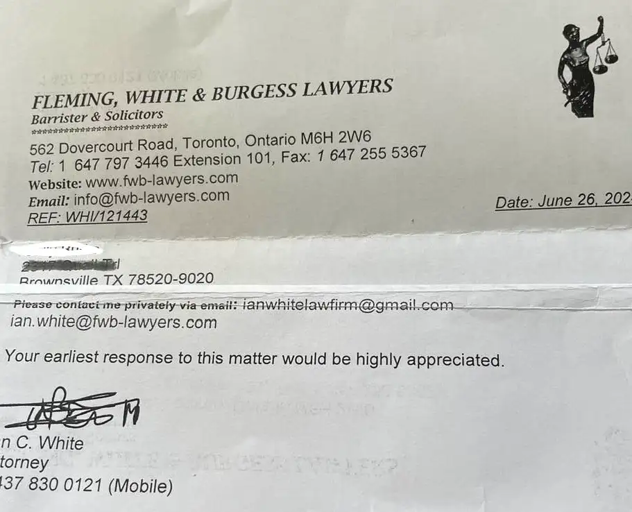 Fleming, White & Burgess Lawyers Life Insurance Letter 