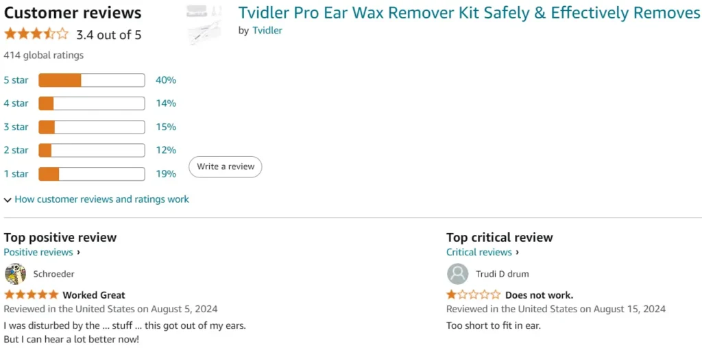 Tvidler Pro Ear Wax Remover Reviews on Amazon