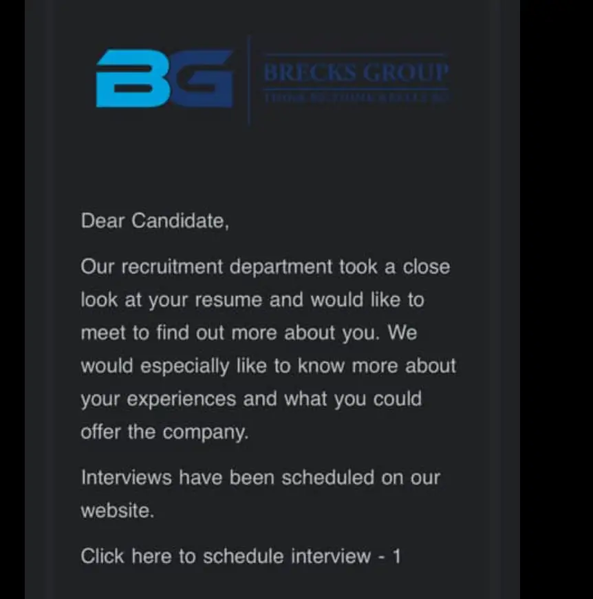 The Fake Brecks Group Job Offer Scam