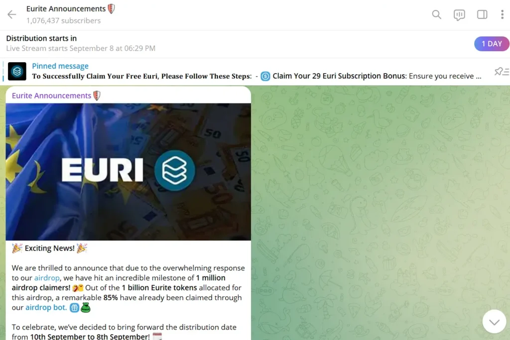 Eurite Airdrop Telegram Bot