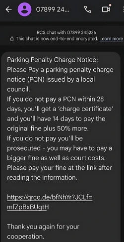 Parking Penalty Charge Notice Text