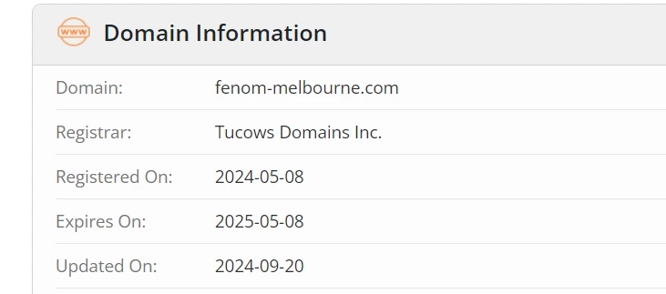 Young Domain Age on Fenom Melbourne