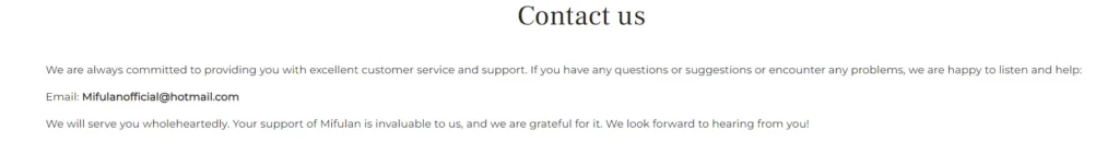  minimal contact information on Mifulan.com