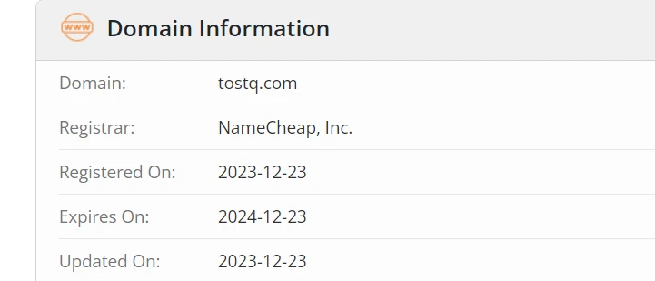 Tostq.com relatively new