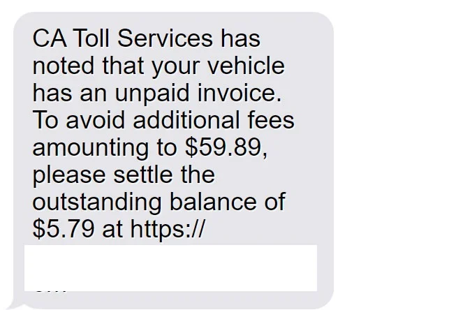 Ca Toll Invoice Text Scam