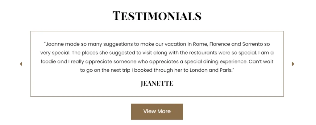 positive customer testimonials on Jet Set Journeys 