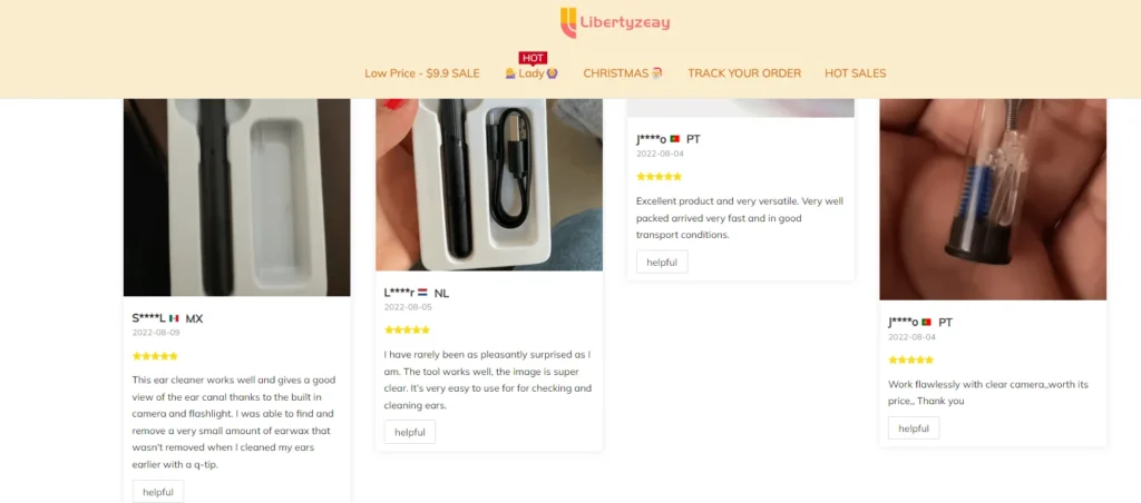 copied or fake reviews on Libertyzeay.com 