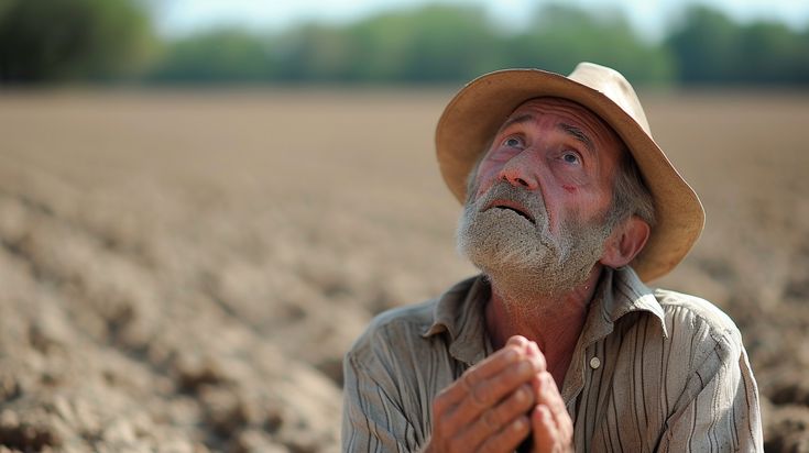 Hopeful Farmer Gazing